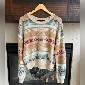 Pendleton Heritage Bishop Sleeve Pastel 100% Cotton Sweater Aztec Western Motif